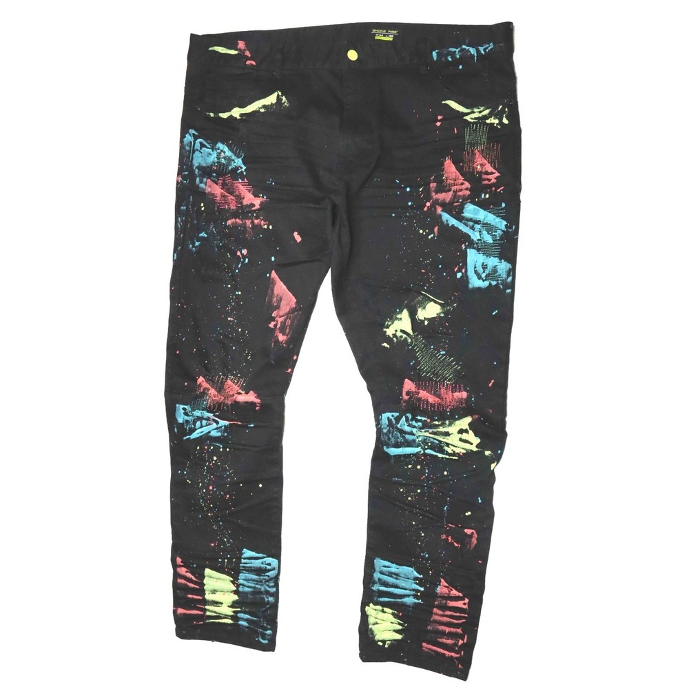 Smoke Rize Multicolor Paint Splatter Distressed Slim Tapered Jeans Mens‎ 44 x 32